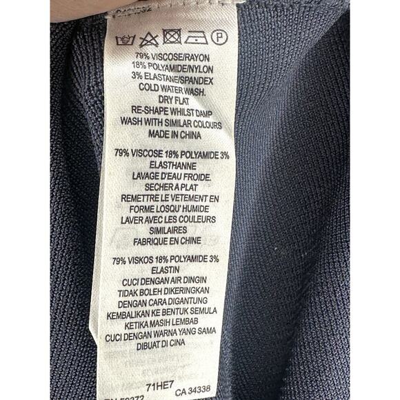 French Connection Slate Gray Blue Sleeveless V-Neck Bandage Sheath Dress 6 - Picture 5 of 5